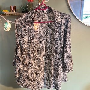 Express Black and White Patterned Blouse